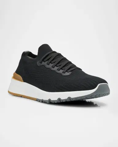 Brunello Cucinelli Men's Knit Runner Sneakers | Thumbnail 3 Brunello Cucinelli Men's Knit Runner Sneakers | Thumbnail 3
