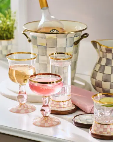 MacKenzie-Childs Rosy Check Wine Glass | Thumbnail 4 MacKenzie-Childs Rosy Check Wine Glass | Thumbnail 4