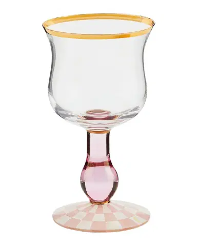 MacKenzie-Childs Rosy Check Wine Glass | Thumbnail 1 MacKenzie-Childs Rosy Check Wine Glass | Thumbnail 1