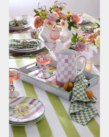 MacKenzie-Childs Rosy Check Coupe Glass | Thumbnail 6 MacKenzie-Childs Rosy Check Coupe Glass | Thumbnail 6