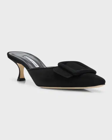 Manolo Blahnik Maysale Suede Buckle Mules | Thumbnail 2 Manolo Blahnik Maysale Suede Buckle Mules | Thumbnail 2