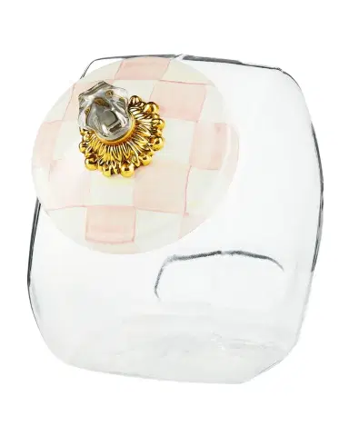 MacKenzie-Childs Cookie Jar with Rosy Check Enamel Lid | Thumbnail 1 MacKenzie-Childs Cookie Jar with Rosy Check Enamel Lid | Thumbnail 1