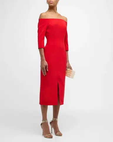 Carolina Herrera Off-Shoulder Midi Dress | Thumbnail 2 Carolina Herrera Off-Shoulder Midi Dress | Thumbnail 2