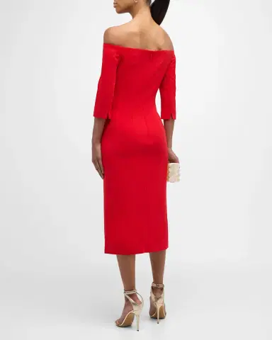Carolina Herrera Off-Shoulder Midi Dress | Thumbnail 4 Carolina Herrera Off-Shoulder Midi Dress | Thumbnail 4