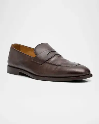 Brunello Cucinelli Men's Leather Penny Loafers | Thumbnail 2 Brunello Cucinelli Men's Leather Penny Loafers | Thumbnail 2