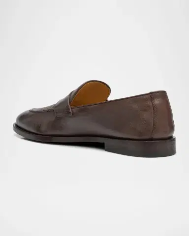 Brunello Cucinelli Men's Leather Penny Loafers | Thumbnail 3 Brunello Cucinelli Men's Leather Penny Loafers | Thumbnail 3