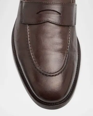 Brunello Cucinelli Men's Leather Penny Loafers | Thumbnail 6 Brunello Cucinelli Men's Leather Penny Loafers | Thumbnail 6