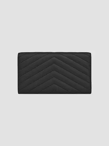 Saint Laurent Women's Cassandre Matelassé Flap Wallet in Lambskin - Black | Thumbnail 2 Saint Laurent Women's Cassandre Matelassé Flap Wallet in Lambskin - Black | Thumbnail 2