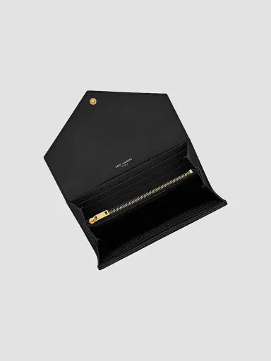 Saint Laurent Women's Cassandre Matelassé Flap Wallet in Lambskin - Black | Thumbnail 4 Saint Laurent Women's Cassandre Matelassé Flap Wallet in Lambskin - Black | Thumbnail 4