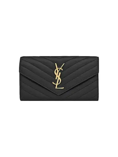 Saint Laurent Women's Cassandre Matelassé Flap Wallet in Lambskin - Black | Thumbnail 1 Saint Laurent Women's Cassandre Matelassé Flap Wallet in Lambskin - Black | Thumbnail 1