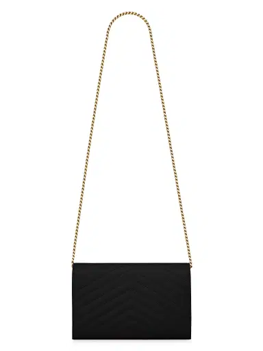 Saint Laurent Women's Classic Cassandre Chain Wallet in Grain De Poudre Leather - Black | Thumbnail 4 Saint Laurent Women's Classic Cassandre Chain Wallet in Grain De Poudre Leather - Black | Thumbnail 4