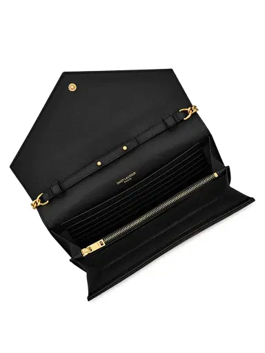 Saint Laurent Women's Classic Cassandre Chain Wallet in Grain De Poudre Leather - Black | Thumbnail 6 Saint Laurent Women's Classic Cassandre Chain Wallet in Grain De Poudre Leather - Black | Thumbnail 6