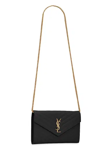 Saint Laurent Women's Classic Cassandre Chain Wallet in Grain De Poudre Leather - Black | Thumbnail 7 Saint Laurent Women's Classic Cassandre Chain Wallet in Grain De Poudre Leather - Black | Thumbnail 7
