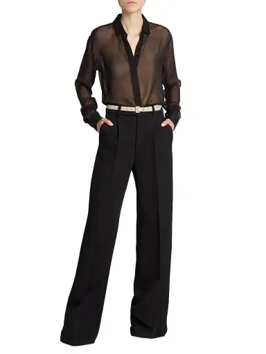 Saint Laurent Women's Cassandre Thin Belt with Square Buckle in Smooth Leather - Crema Soft | Thumbnail 3 Saint Laurent Women's Cassandre Thin Belt with Square Buckle in Smooth Leather - Crema Soft | Thumbnail 3