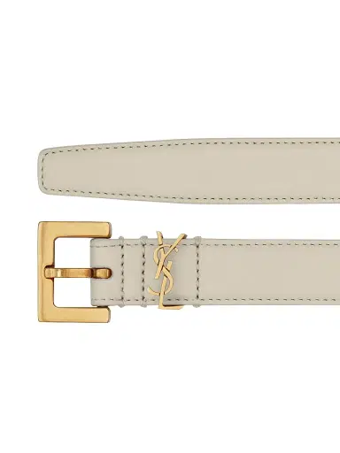 Saint Laurent Women's Cassandre Thin Belt with Square Buckle in Smooth Leather - Crema Soft | Thumbnail 4 Saint Laurent Women's Cassandre Thin Belt with Square Buckle in Smooth Leather - Crema Soft | Thumbnail 4