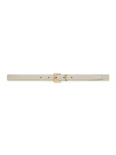 Saint Laurent Women's Cassandre Thin Belt with Square Buckle in Smooth Leather - Crema Soft | Thumbnail 1 Saint Laurent Women's Cassandre Thin Belt with Square Buckle in Smooth Leather - Crema Soft | Thumbnail 1