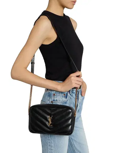 Saint Laurent Women's Loulou Camera Crossbody Bag in Lambskin - Black | Thumbnail 2 Saint Laurent Women's Loulou Camera Crossbody Bag in Lambskin - Black | Thumbnail 2