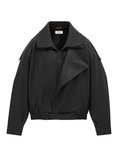 Saint Laurent Women's Bomber Jacket in Lambskin - Black | Thumbnail 1 Saint Laurent Women's Bomber Jacket in Lambskin - Black | Thumbnail 1