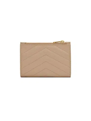 Saint Laurent Women's Cassandre Matelasse Fragments Zipped Bi-fold Wallet - Dark Beige | Thumbnail 2 Saint Laurent Women's Cassandre Matelasse Fragments Zipped Bi-fold Wallet - Dark Beige | Thumbnail 2