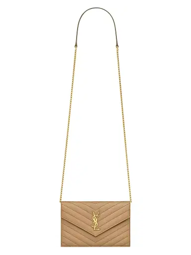 Saint Laurent Women's Cassandre Envelope Chain Wallet in Lambskin | Thumbnail 1 Saint Laurent Women's Cassandre Envelope Chain Wallet in Lambskin | Thumbnail 1