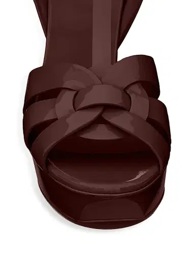 Saint Laurent Women's Tribute Platform Sandals in Patent Leather - Barolo | Thumbnail 2 Saint Laurent Women's Tribute Platform Sandals in Patent Leather - Barolo | Thumbnail 2