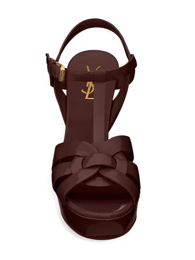 Saint Laurent Women's Tribute Platform Sandals in Patent Leather - Barolo | Thumbnail 3 Saint Laurent Women's Tribute Platform Sandals in Patent Leather - Barolo | Thumbnail 3