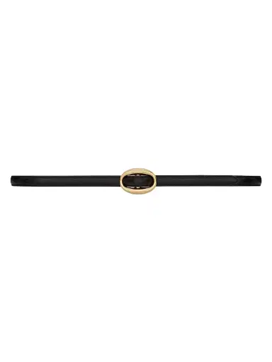 Saint Laurent Women's Oval Buckle Thin Belt in Smooth Leather - Black | Thumbnail 1 Saint Laurent Women's Oval Buckle Thin Belt in Smooth Leather - Black | Thumbnail 1