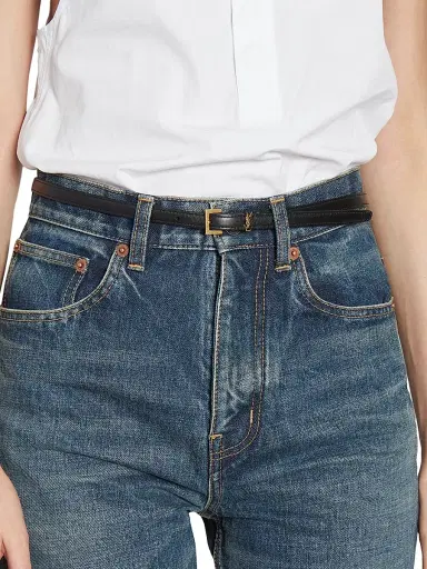 Saint Laurent Women's Cassandre Extra Thin Belt in Smooth Leather - Black - Size 40 | Thumbnail 2 Saint Laurent Women's Cassandre Extra Thin Belt in Smooth Leather - Black - Size 40 | Thumbnail 2