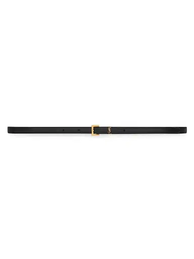 Saint Laurent Women's Cassandre Extra Thin Belt in Smooth Leather - Black - Size 40 | Thumbnail 1 Saint Laurent Women's Cassandre Extra Thin Belt in Smooth Leather - Black - Size 40 | Thumbnail 1