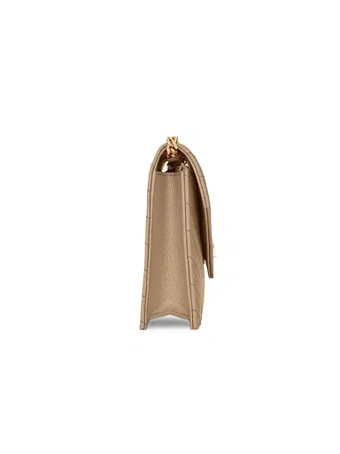 Saint Laurent Women's Cassandre Envelope Chain Wallet in Grain De Poudre Leather - Dark Beige | Thumbnail 2 Saint Laurent Women's Cassandre Envelope Chain Wallet in Grain De Poudre Leather - Dark Beige | Thumbnail 2