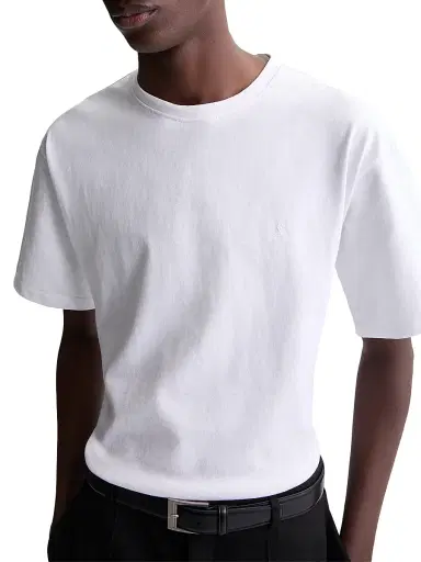 Saint Laurent Men's Cassandre Oversized T-Shirt - Biancospino | Thumbnail 3 Saint Laurent Men's Cassandre Oversized T-Shirt - Biancospino | Thumbnail 3