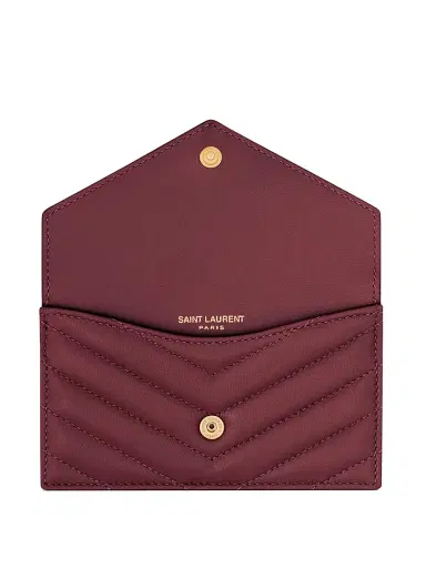 Saint Laurent Women's Cassandre Matelasse Fragments Flap Card Case in Quilted Lambskin - Rouge Cabernet | Thumbnail 4 Saint Laurent Women's Cassandre Matelasse Fragments Flap Card Case in Quilted Lambskin - Rouge Cabernet | Thumbnail 4