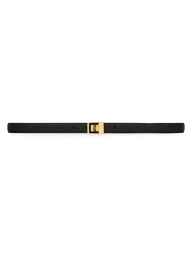 Women's LA 66 Buckle Thin Belt in Grained Lambskin - Black Women's LA 66 Buckle Thin Belt in Grained Lambskin - Black