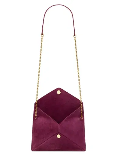 Saint Laurent Women's Cassandre Small Chain Pouch in Suede - Deep Fuchsia | Thumbnail 2 Saint Laurent Women's Cassandre Small Chain Pouch in Suede - Deep Fuchsia | Thumbnail 2