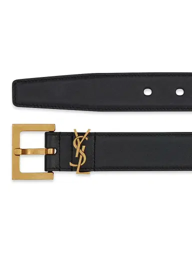 Saint Laurent Women's Cassandre Belt with Square Buckle in Smooth Leather - Nero | Thumbnail 4 Saint Laurent Women's Cassandre Belt with Square Buckle in Smooth Leather - Nero | Thumbnail 4