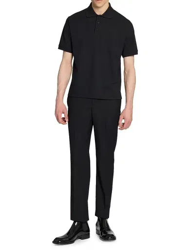 Saint Laurent Men's Cassandre Polo Shirt in Pique - Black | Thumbnail 3 Saint Laurent Men's Cassandre Polo Shirt in Pique - Black | Thumbnail 3