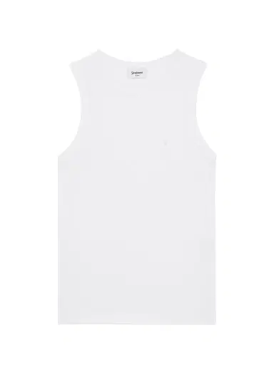 Saint Laurent Women's Cassandre Tank Top in Ribbed Cotton Jersey - Blanc | Thumbnail 1 Saint Laurent Women's Cassandre Tank Top in Ribbed Cotton Jersey - Blanc | Thumbnail 1