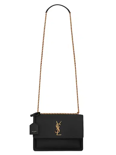 Saint Laurent Women's Sunset Medium Shoulder Bag in Smooth Leather - Black | Thumbnail 1 Saint Laurent Women's Sunset Medium Shoulder Bag in Smooth Leather - Black | Thumbnail 1