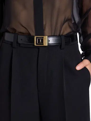 Saint Laurent Women's Female Buckle Belt in Lacquered Leather - Black | Thumbnail 2 Saint Laurent Women's Female Buckle Belt in Lacquered Leather - Black | Thumbnail 2