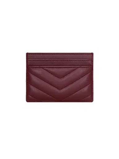Saint Laurent Women's Cassandre Matelass Card Case in Lambskin - Rouge Cabernet | Thumbnail 2 Saint Laurent Women's Cassandre Matelass Card Case in Lambskin - Rouge Cabernet | Thumbnail 2