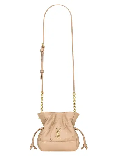 Saint Laurent Women's Jamie Mini Shoulder Pouch in Lambskin - Clear Beige | Thumbnail 1 Saint Laurent Women's Jamie Mini Shoulder Pouch in Lambskin - Clear Beige | Thumbnail 1