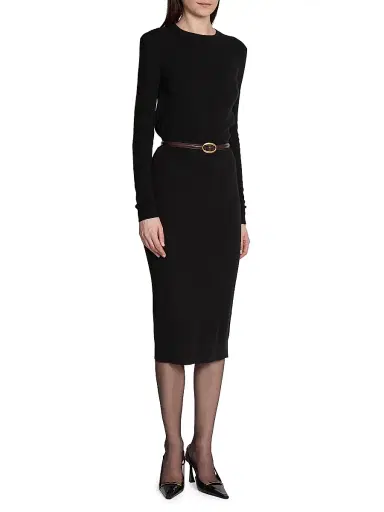 Saint Laurent Women's Oval Buckle Thin Belt in Smooth Leather - Dark Currant | Thumbnail 3 Saint Laurent Women's Oval Buckle Thin Belt in Smooth Leather - Dark Currant | Thumbnail 3