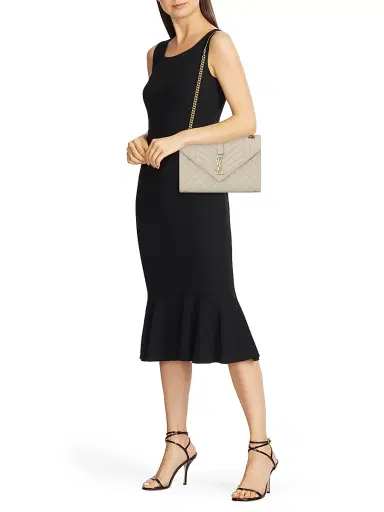 Saint Laurent Women's Envelope Chain Bag in Mix Matelassé - Crema Soft | Thumbnail 2 Saint Laurent Women's Envelope Chain Bag in Mix Matelassé - Crema Soft | Thumbnail 2