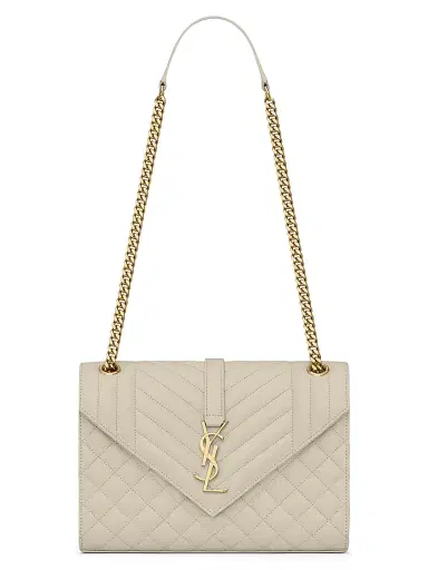 Saint Laurent Women's Envelope Chain Bag in Mix Matelassé - Crema Soft | Thumbnail 1 Saint Laurent Women's Envelope Chain Bag in Mix Matelassé - Crema Soft | Thumbnail 1