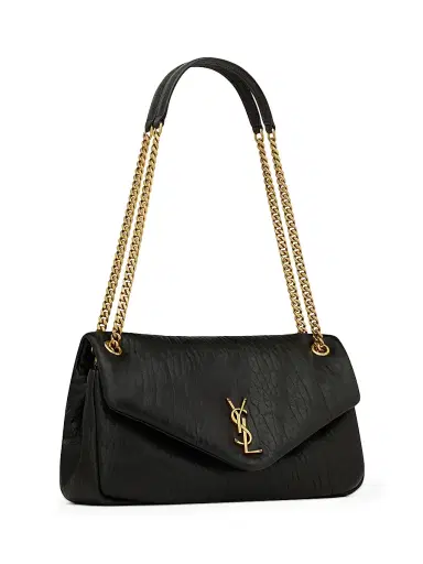 Saint Laurent Women's Calypso Shoulder Bag in Grained Lambskin - Black | Thumbnail 4 Saint Laurent Women's Calypso Shoulder Bag in Grained Lambskin - Black | Thumbnail 4