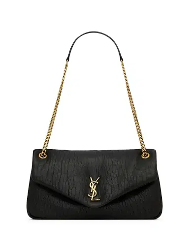 Saint Laurent Women's Calypso Shoulder Bag in Grained Lambskin - Black | Thumbnail 1 Saint Laurent Women's Calypso Shoulder Bag in Grained Lambskin - Black | Thumbnail 1