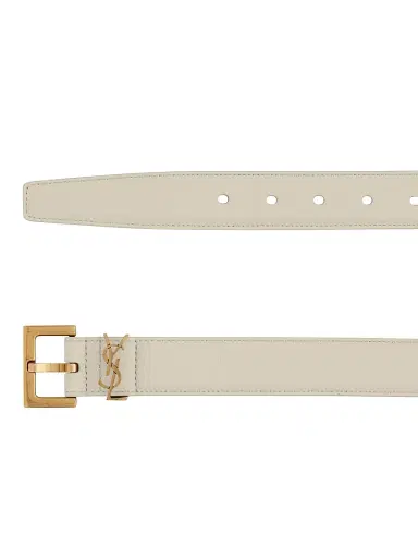 Saint Laurent Women's Cassandre Belt with Square Buckle in Smooth Leather - Crema Soft | Thumbnail 4 Saint Laurent Women's Cassandre Belt with Square Buckle in Smooth Leather - Crema Soft | Thumbnail 4