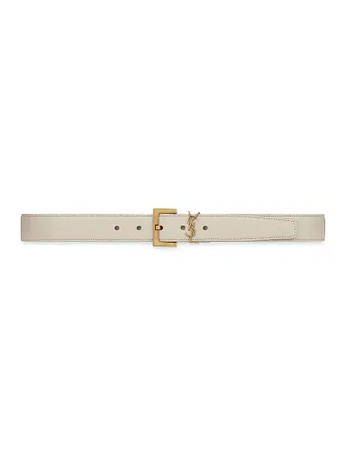 Saint Laurent Women's Cassandre Belt with Square Buckle in Smooth Leather - Crema Soft | Thumbnail 1 Saint Laurent Women's Cassandre Belt with Square Buckle in Smooth Leather - Crema Soft | Thumbnail 1