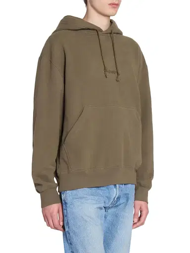 Saint Laurent Men's Logo Hoodie - Kaki | Thumbnail 5 Saint Laurent Men's Logo Hoodie - Kaki | Thumbnail 5