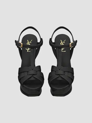 Saint Laurent Women's Tribute Platform Sandals in Smooth Leather - Black - Size 4.5 | Thumbnail 2 Saint Laurent Women's Tribute Platform Sandals in Smooth Leather - Black - Size 4.5 | Thumbnail 2